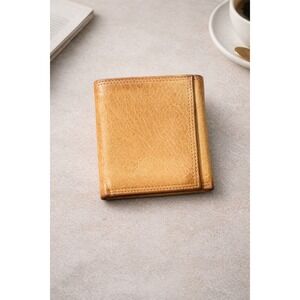 Bass Pro Shops Mens Trifold Wallet Tan Genuine American Bison Leather Rugged